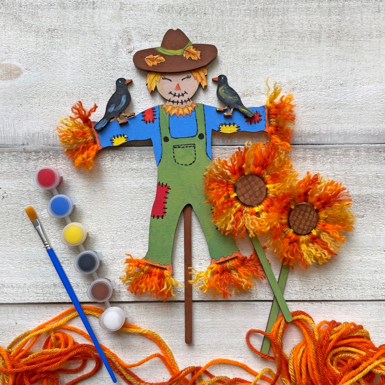 Scarecrow & Sunflowers Fall Craft Paint and Brushes Included image 4