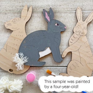 Bunny Craft Kit Paint, Brush & Yarn Included 3 Bunnies image 9