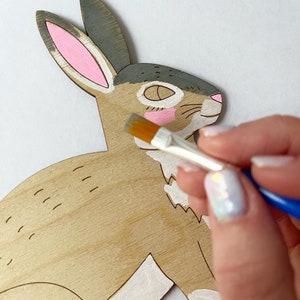 Bunny Craft Kit Paint, Brush & Yarn Included 3 Bunnies image 3