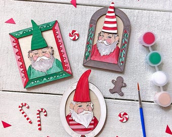 Gnome Frames Holiday Decorating Craft - Paint and Brushes Included - Christmas craft for all ages
