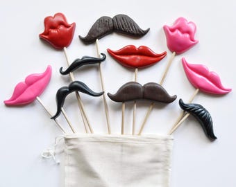 Photo Booth Prop Kit - Set of 10 Plastic Mustaches and Smiles