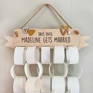 Cuenta regresiva para la boda: manualidad con cadena de papel para una despedida de soltera o futura novia