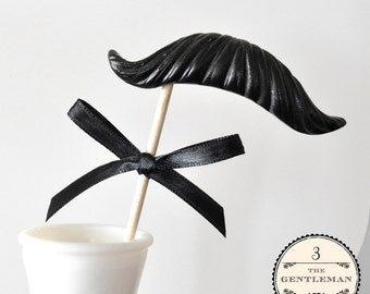 Mustache on a Stick - The Gentleman - Plastic Photo Booth Prop - Black, Brown, Gray or White