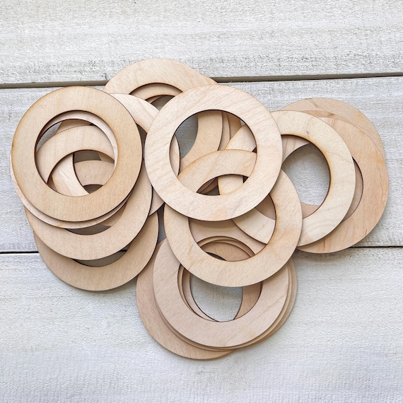 Bulk Wooden Circle Rings - Blank Wood Project for Kids & Adults - Olympics, Christmas, DIY