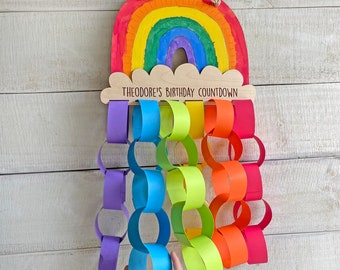 Birthday Countdown - Personalized Bright Rainbow Paper Chain Paint Craft for Kids