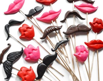 Photo Booth Prop Kit - Set of 20 Plastic Mustaches and Smiles