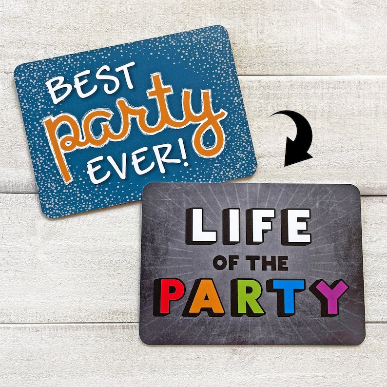 Party Mix Phrases pour photomaton en plastique Choisissez des enseignes individuelles ou l'ensemble complet de 5 enseignes colorées Best / Life of Party