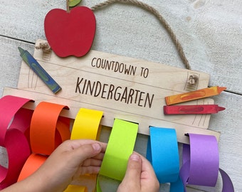 Countdown to Kindergarten - Bright or Pastel Rainbow Paper Chain Yarn Craft for Preschool Kids