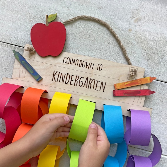 Countdown to Kindergarten - Bright or Pastel Rainbow Paper Chain Yarn Craft for Preschool Kids