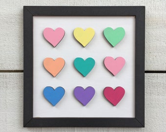 Full of Love - Framed Wood Heart Painting Craft - Made in America
