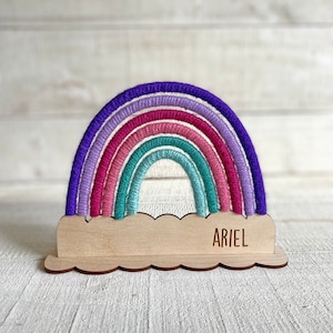 Personalized Rainbow Craft Kit - Lasercut Wood - Yarn & Tools included!