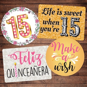 Quinceaño Mix - Plastik Photobooth Sprüche - Set mit 2 bunten Schildern zum 15