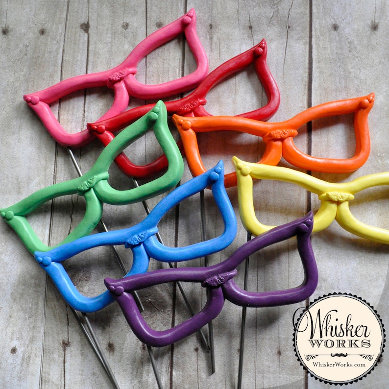 Retro Glasses on a Stick Plastic Photo Booth Prop Choose Etsy