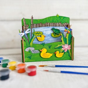 Diorama-Bastelset „Enten im Teich“ – Bauen Sie Ihre eigene dynamische Wasserszene