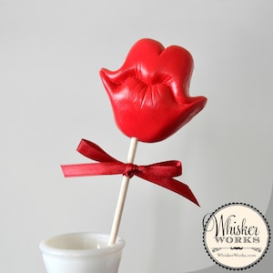 Kiss on a Stick - The Flirt - Plastic Photo Booth Prop - Choose Red or Pink