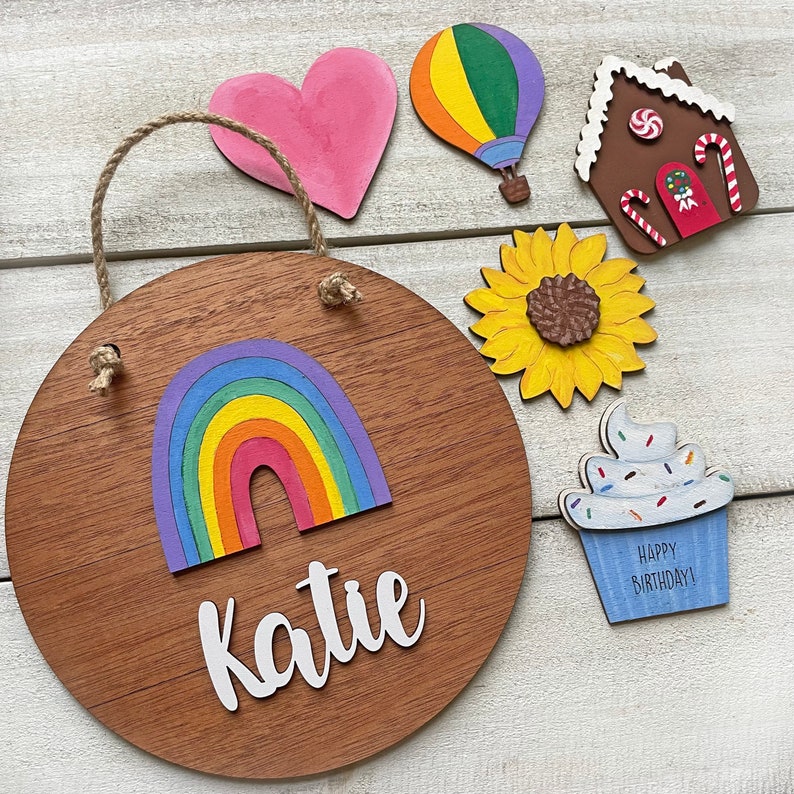 Personalized Name Sign with Swappable Icons Kids Room Decor Craft Kit image 10