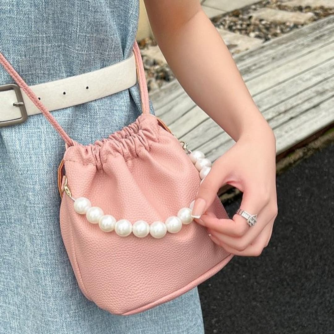 JOPOYOCO Borsa con perle, borsa da donna fatta a mano con perline acriliche, pochette con perle, piccola borsa quadrata per feste da donna, Nero , 19*6*20 cm