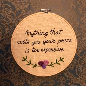 Too Expensive | 8 inch Embroidery Hoop | Wall Decor