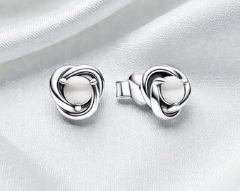 Pendientes de botón con forma de círculo de eternidad con piedra natal de junio, joyería de plata para mujer, el regalo perfecto.