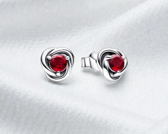 Pendientes de botón con círculo de eternidad y piedra natal de julio, joyería para mujer, un hermoso accesorio para uso diario o ocasiones especiales, un regalo para ella.