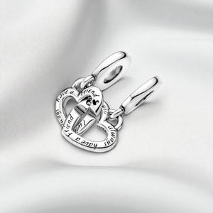Linked Friends Hearts Charm, Elegant Sterling Silver Jewellery For Women, Symbolic Pendant Charm, Fits On Pandora Bracelet