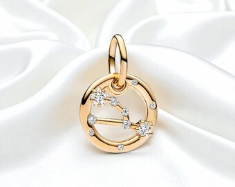 Taurus Zodiac Dangle Charm, elegant sieraadaccessoire voor vrouwen, perfect cadeau voor haar, past op Pandora-armband