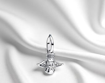 Sparkling Dangle Angel Charm, Sterling Silver Angel Pendant, Angel Jewellery Bracelet Charm, Fits On Pandora Bracelet, Gift for Girlfriend