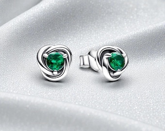 Preciosos pendientes circulares con piedra de nacimiento de mayo, joyería de plata para mujer, el regalo perfecto para ella.