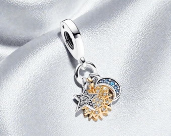 パンドラ用チャーム 925 スターリングシルバー 星と月 - Etsy 日本