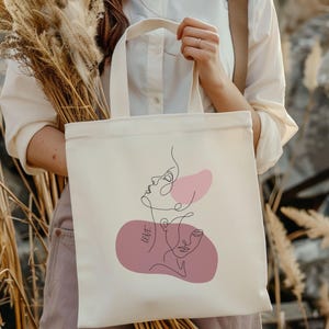Tragetasche Fine Line Art Woman Love Tasche Geschenk Freundin Jutebeutel Love Tasche Woman Umhängetasche Geschenk Frau Kunst Tasche