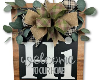Farmhouse Welcome Sign: Handmade Wooden Front Door Decor with Bow