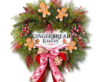 Gingerbread Wreath - Christmas Wreath for Front Door