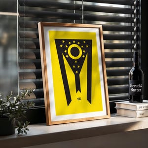 Ohio Flag Columbus Crew Poster | Black and Yellow Ohio Wall Art | Columbus Soccer Fan Decor | MLS Supporter Poster | Ohio Pride Print