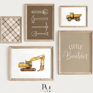 Construction Nursery Art Set, Little Builder, Excavator Dump Truck Prints (Digital Download)