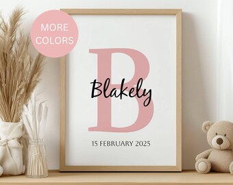 Personalized Initial Baby Name Print: Nursery Decor (Digital Download)