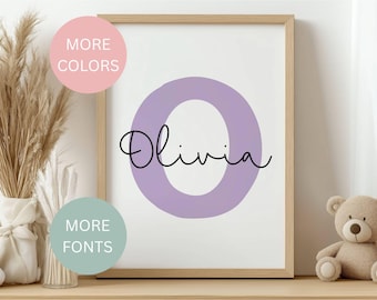 Personalized Baby Name Initial Print: Gender Neutral Nursery Art (Digital Download)