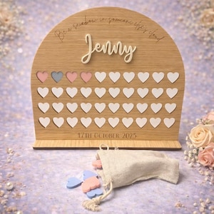 Personalised Wooden Milestone Tracker Board – Pregnancy Countdown, Reward Chart, Keepsake