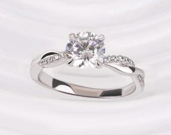 2.00 CT Round Cut Lab Grown Diamond Engagement  Ring, Wedding Ring for Her, 14K Solid White Gold, Anniversary Gift, Diamond Jewelry