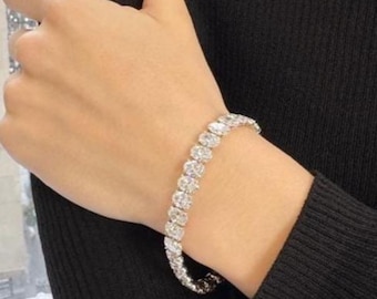 Lab Grown Diamond Tennis Bracelet for Women and Men, Oval Diamond Tennis Bracelet for Her, Gift for Mother/Wife, Anniversary/Wedding Gift