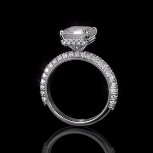 4.0CT Emerald Cut Lab Grown Diamond Pave Engagement Ring, Hidden Halo Wedding Ring, Anniversary Gift For Her, Wedding Ring, Party Wear Ring