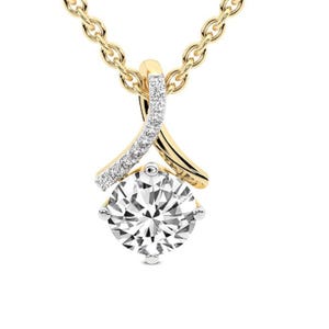 0.20 TO 1.30CT Round Cut Lab Grown diamond Necklace, Solid 14k White Gold Necklace, Daily Wear Minimalist Round Necklace, Anniversary Gift