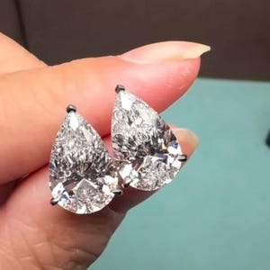 4 TCW Tropfen Diamanten im Labor gewachsen, Verlobungsohrringe, Jubiläumsgeschenk für Sie, 14K Weißgoldohrring, Geburtstagsgeschenk für Sie
