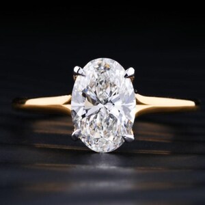 2.50 CT Oval Cut Lab Grown Diamond Engagement Ring, Solid 14K Yellow Gold Ring For Her, Solitaire Diamond Ring, IGI Certified Diamonds,