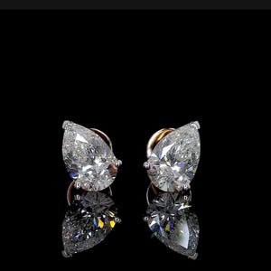Tropfenförmiger Diamant-Ohrstecker, massives 14K Roségold, Solitär-Diamant-Ohrringe, IGI-zertifizierte Diamanten, Geschenk zum Jahrestag