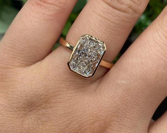 Radiant Solitaire Engagement Ring, IGI Certified Lab Grown Diamond, Promise Ring for Women, Anniversary Gifts, Antique Diamond Ring