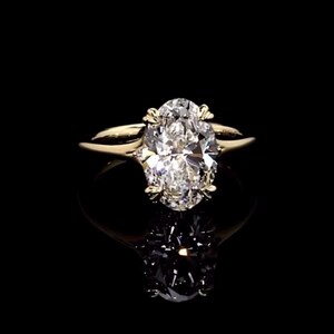 Oval Solitaire Engagement Ring, 14K Solid Yellow Gold Ring, IGI Certified Lab Grown Diamond, Promise Ring for Her, Anniversary Gift For Her