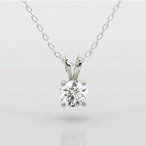 2.0CT Round Cut Lab Grown diamond Necklace, Solid 14k White Gold Necklace, Dainty Minimalist Round Pendant, Lab Grown Diamond Women Necklace
