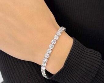3 MM Round Cut Diamond Tennis bracelet, Anniversary Gift For Him/Her, Diamond Tennis Bracelet, 14K Solid White Gold Bracelet, Wedding Gift