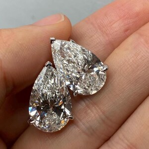 5 TCW Tropfen Diamanten im Labor gewachsen, Verlobungsohrringe, Jubiläumsgeschenk für Sie, 14K Weißgoldohrring, Geburtstagsgeschenk für Sie