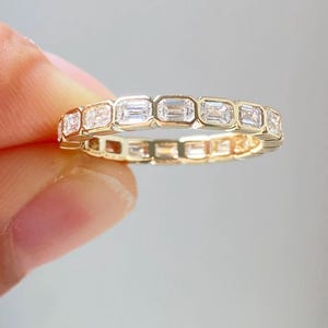 3.3 TCW Emerald Cut Lab Grown Diamond Eternity Band, Wedding Band, Lab Diamond Wedding Band, Anniversary Gift Ring, Emerald Cut Diamond Band